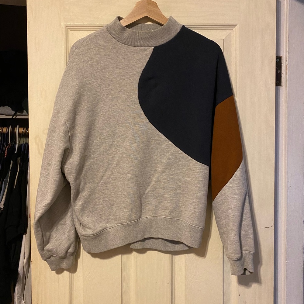 OAK + FORT Crewneck Sweater - Gray, Black, and Brown